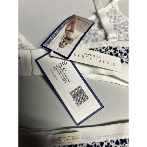 Sleepy Jones Made With Liberty Fabric Bra Set Blue White Patterned Womens XL - Picture 4 of 8